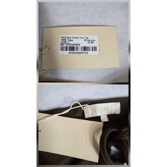 Meshki Ruby Ruched Cropped Ribbed Bikini Style Halter Top Sz. Lg. NWT - Picture 6 of 7